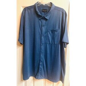 Reel Life Mens XXL Blue Soft Textured Short Sleeve Button Up Shirt Pocket 2XL